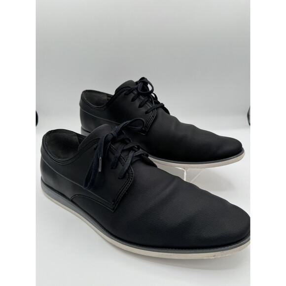 MENS CALVIN KLEIN KELLEN EMBOSS LEATHER DRESS SHOES BLACK OXFORD SZ 12 - Picture 1 of 6